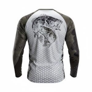 KO Fishing Men’s Long Sleeve Performance Fishing Shirt Bass Graphic Camo